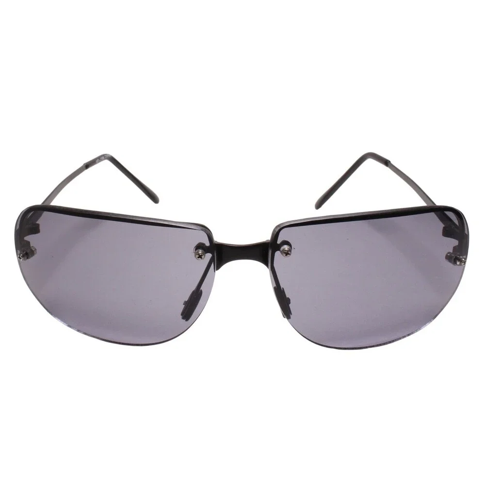 Semi Rimless Vintage Classy 80s 90s Look Black Aviation Sunglasses